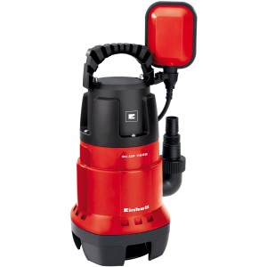 Einhell GC-DP 7835 Schmutzwasserpumpe in Rot/Schwarz mit Schwimmerschalter und Tragegriff.