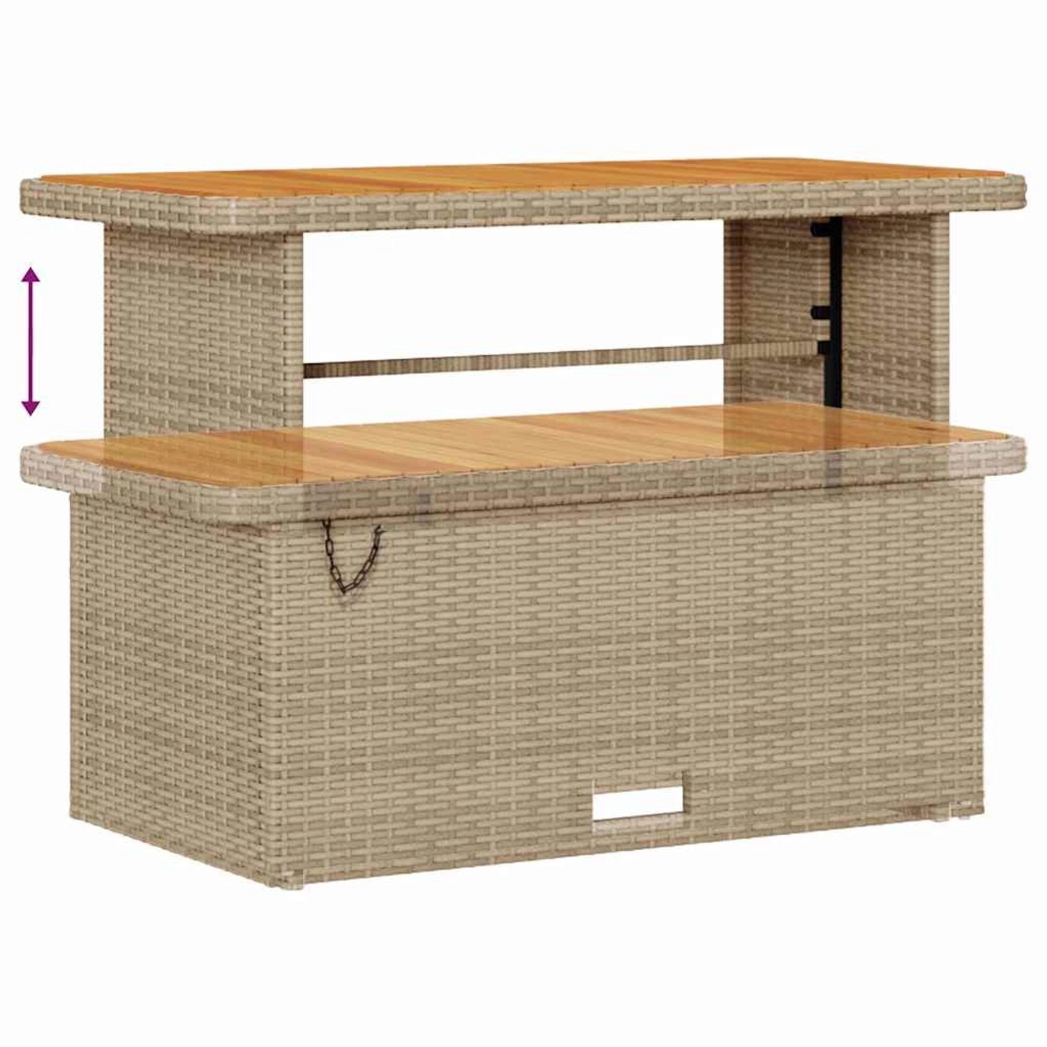 vidaXL Gartenmöbel: Bar aus Poly Rattan in Beige mit Holzplatte, ideal für Garten und Terrasse.