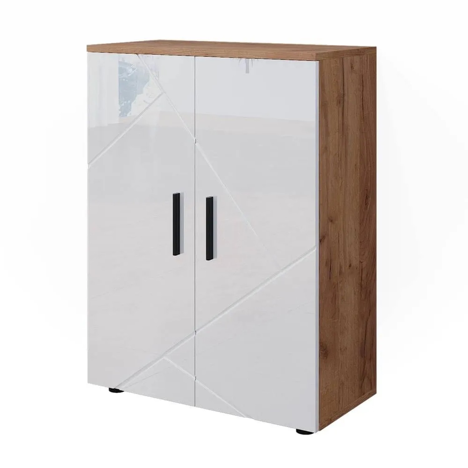 Vicco Midischrank Irma Goldkraft Eiche Weiß Hochglanz 60 x 81