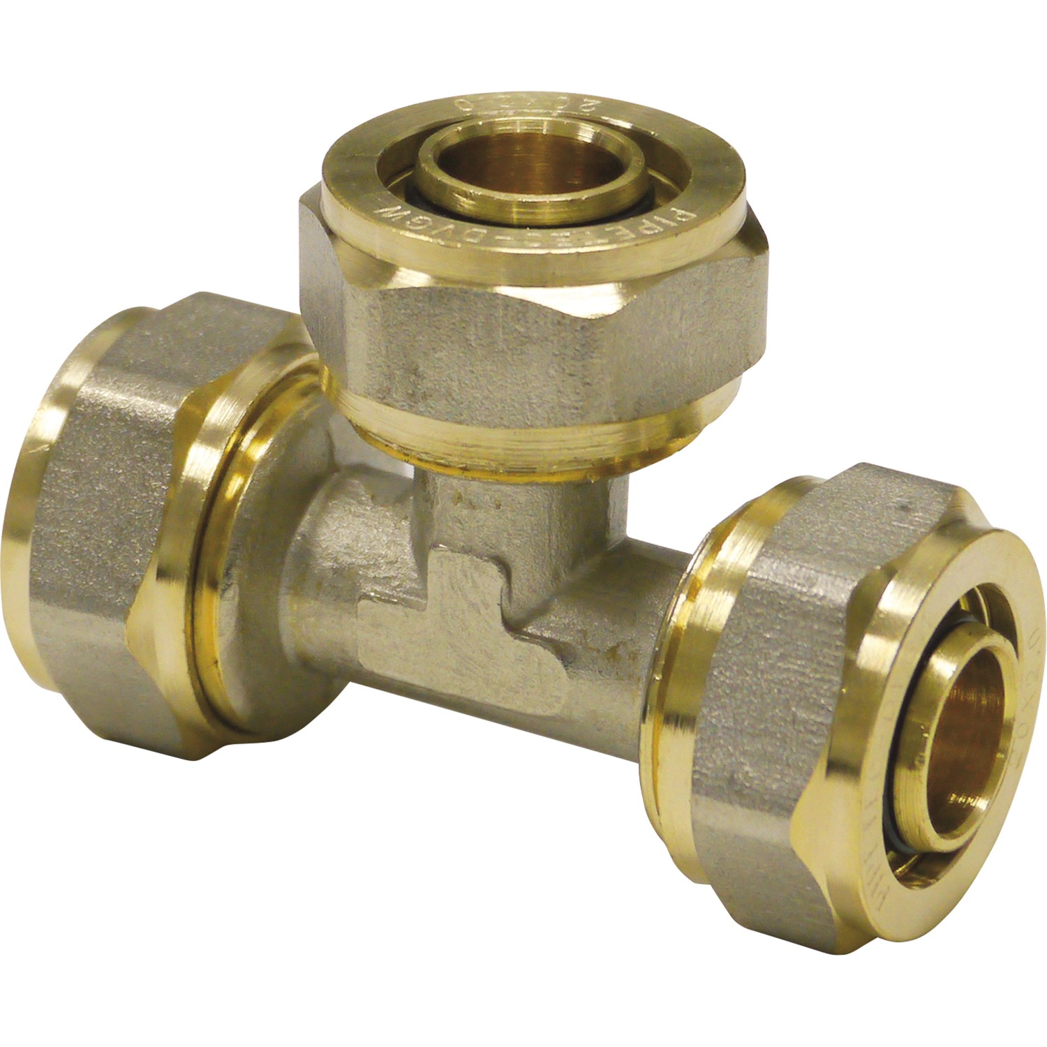 Thumbnail - PIPETEC Schraub-T-Stück Mittelabgang 16 mm x 2 mm - 20 mm x 2 mm - 16 mm x 2 mm