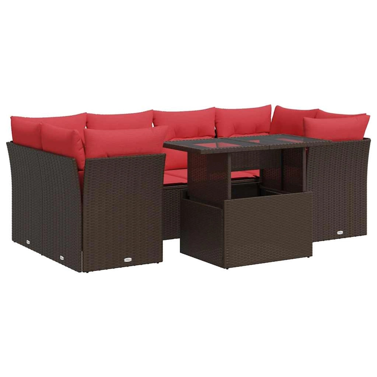 vidaXL 7-Tlg Garten-Sofagarnitur mit Kissen Braun Poly Rattan Akazie 332611 günstig online kaufen