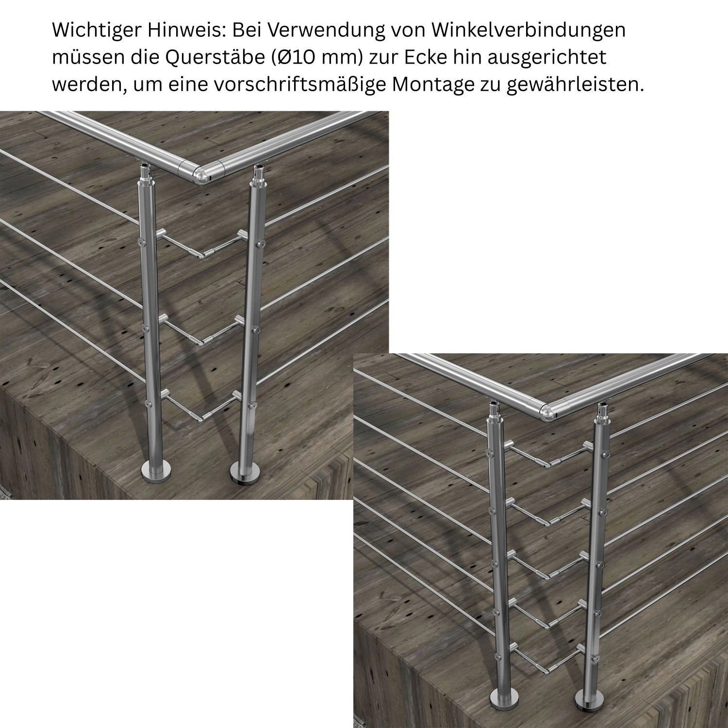 AICA Geländerverbinder Set 304 Edelstahl Winkelverstellbar Für 3 Querriegel_5