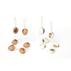 Brauns-Heitmann Behang-Eier Natur, 12 Deko-Eier in Naturtönen mit Federn und Aufhängern.