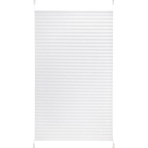 Weißes Plissee, 130x60 cm, für Fenster, bietet Sichtschutz und Lichtregulierung.