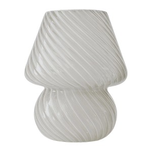 Relaxdays Tischlampe Glas Kunststoff Weiß LED Batteriebetrieben 24 cm x 16 cm