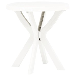 Weißer vidaXL Bistrotisch (Ø70cm) aus Kunststoff für Garten, Terrasse oder Balkon.