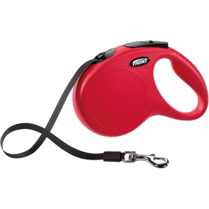 Rote Flexi Gurt-Roll-Leine New Classic, Größe M, 5 m für Hunde.