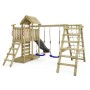 Wickey RocketFlyer Spielturm mit Rutsche, Schaukel und Kletterwand, Holz natur.