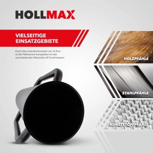 Hollmax Pfahlramme, schwarz, für Zaunpfähle und Pfosten bis 13,3 cm Durchmesser.