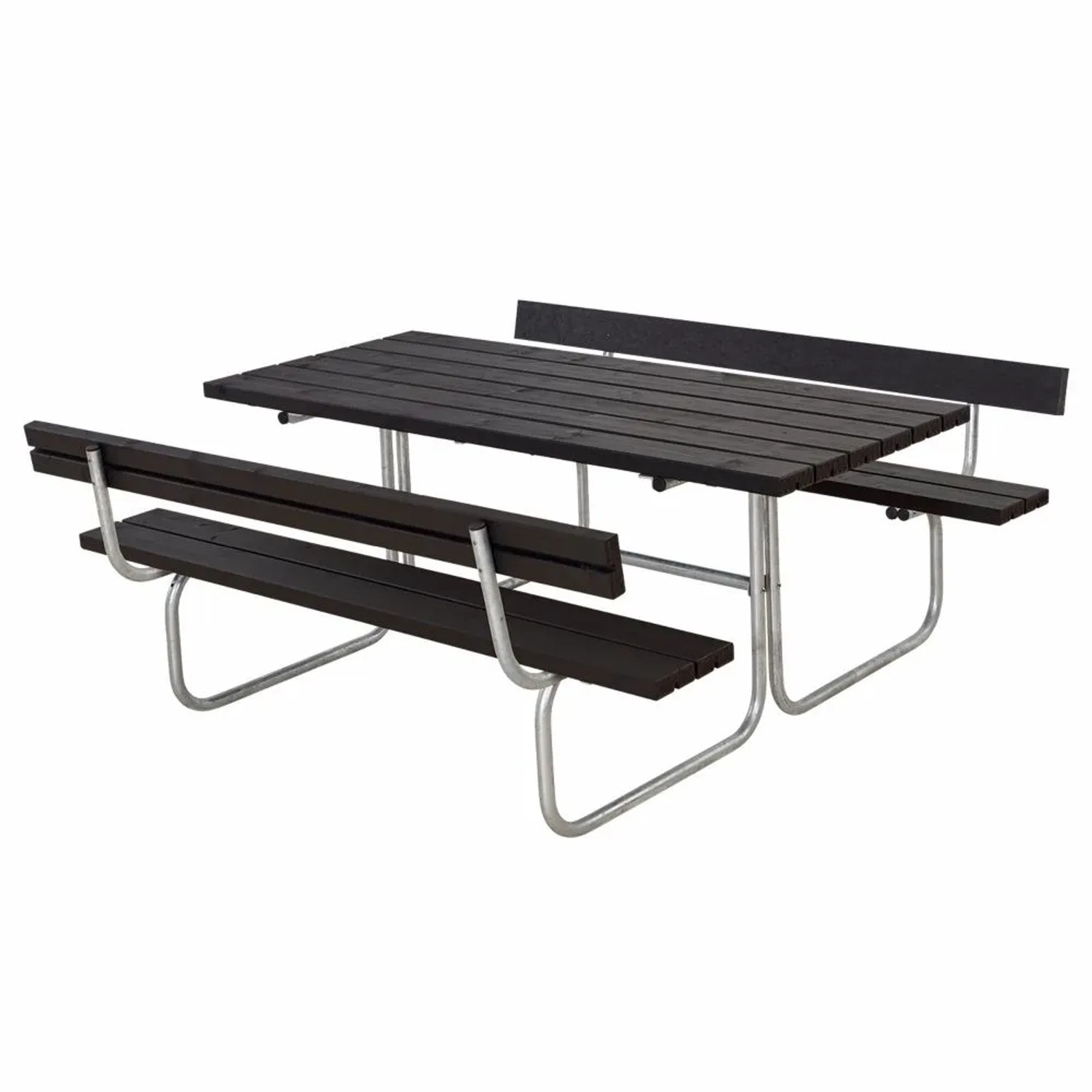 PLUS Gartensitzgruppe Classic 177 cm mit 2 Rückenlehnen Schwarz Druckimprägniertes Holz
