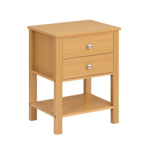 SoBuy Nachttisch Sofatisch Beistelltisch mit 2 Schubladen Natur FBT114-N