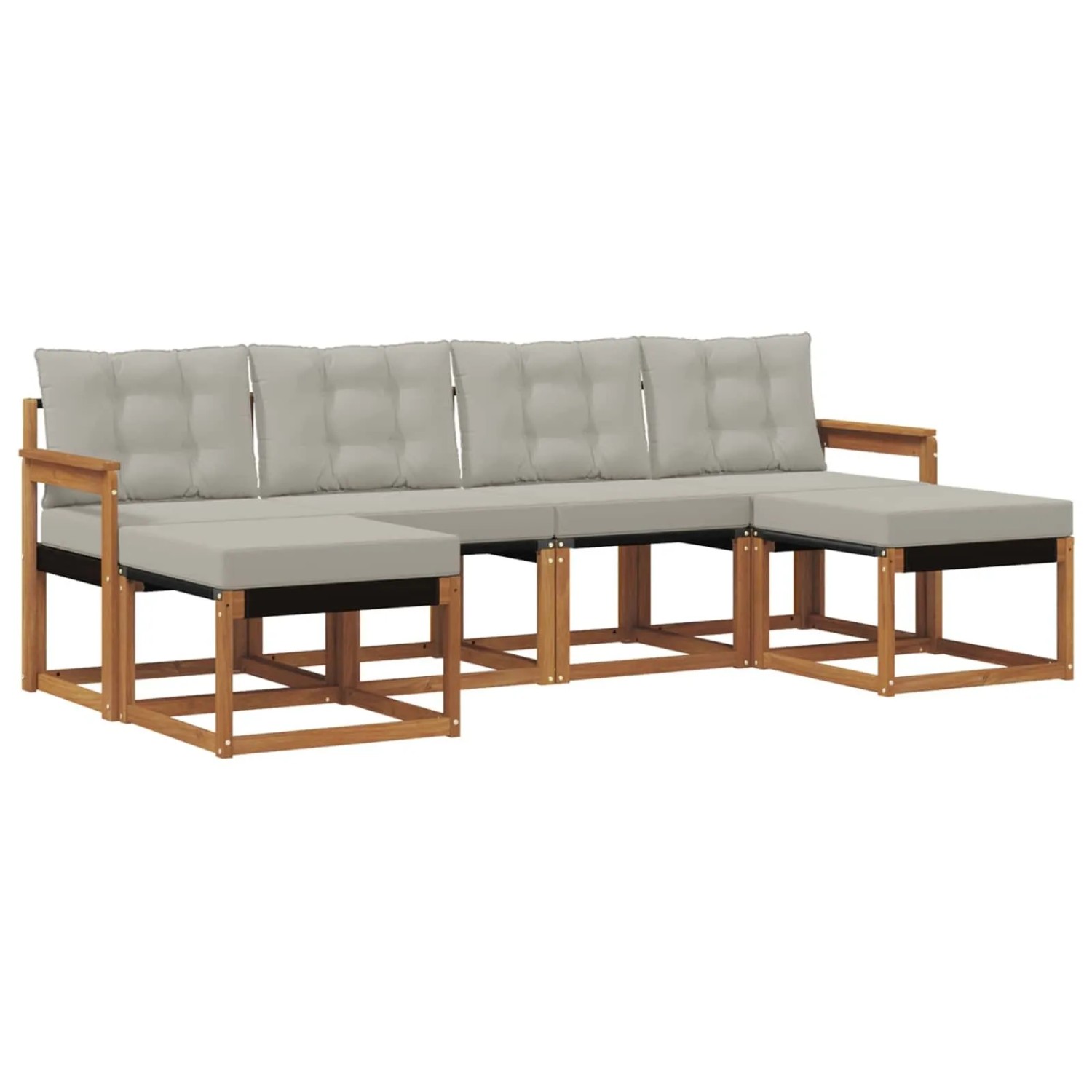 vidaXL Outdoor-Sofagarnitur mit Kissen 6-Tlg Natur und Hellgrau 3368922