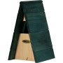 Dobar Nistkasten Vobu für Zaunkönig. Grünes Spitzdach aus Holz, Korpus aus hellem Kiefernholz. Mit Dobar Logo.