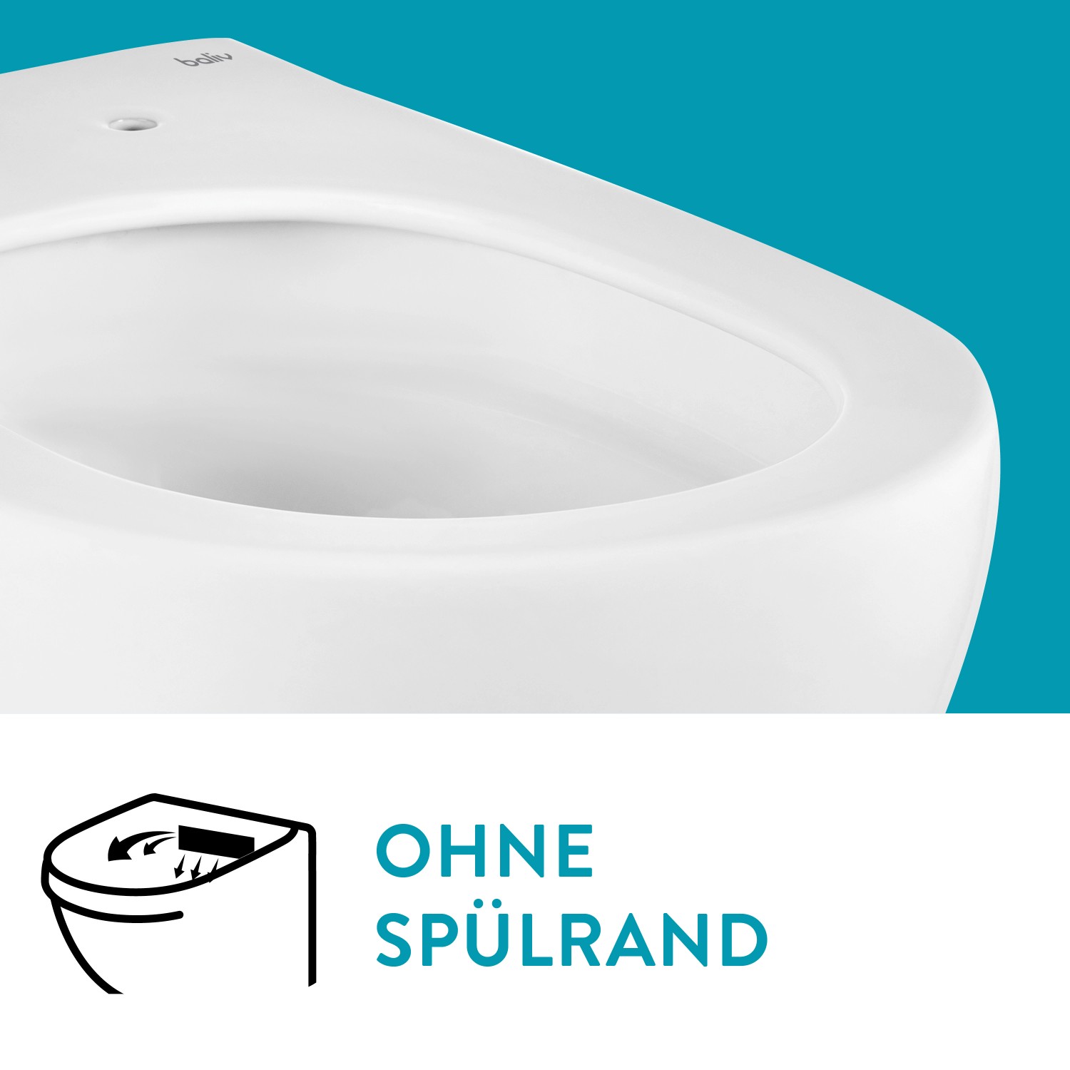 Detailaufnahme: Weißes, spülrandloses Wand-WC Set Newcastle von baliv mit TurboFlush.