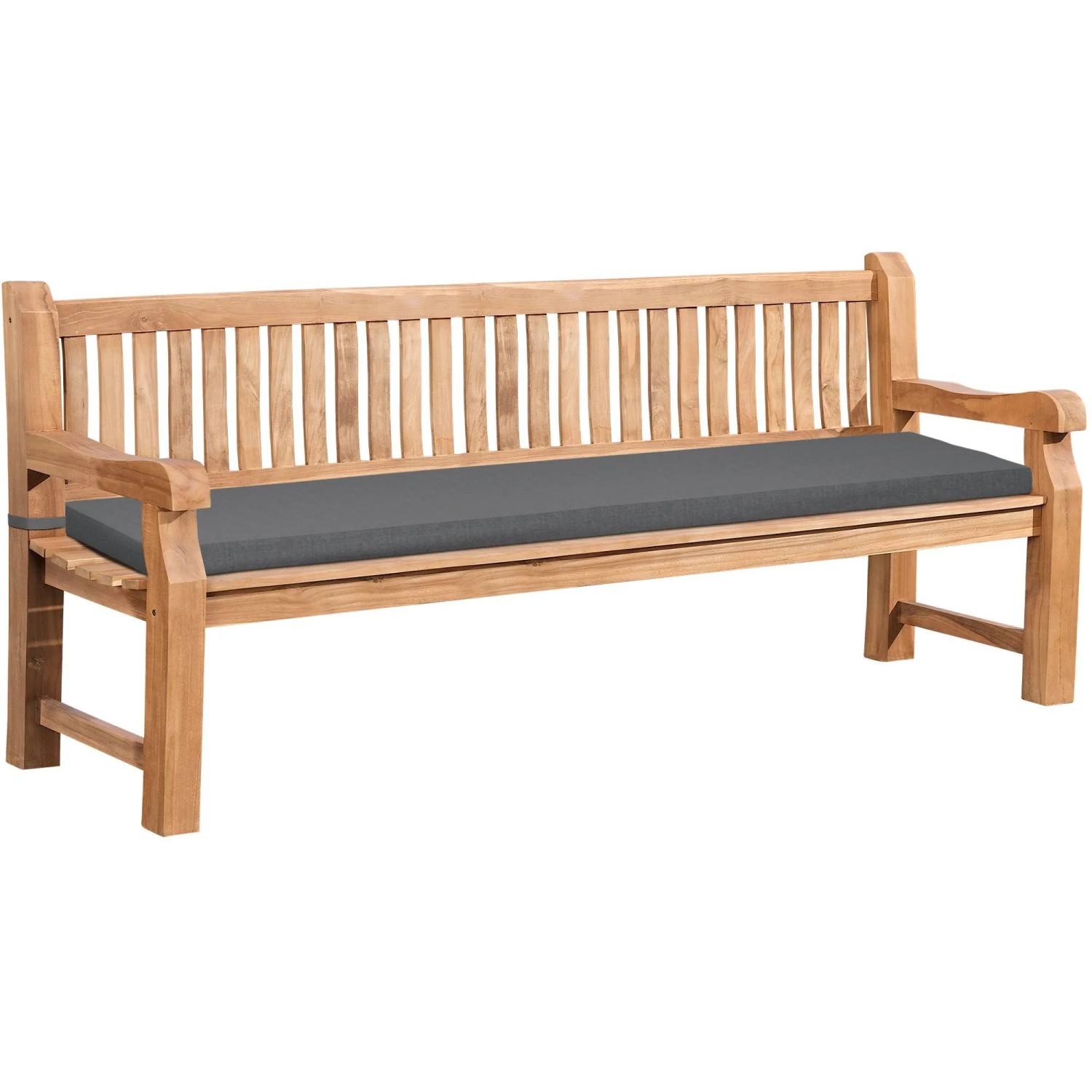 DELUKE Gartenbank Teakbank DABEL Holz Dunkelgrau 220x61x93cm Holzbank 220cm Mit Sitzkissen Bank Mit Lehne Wetterfest Bank Garten Terrasse
