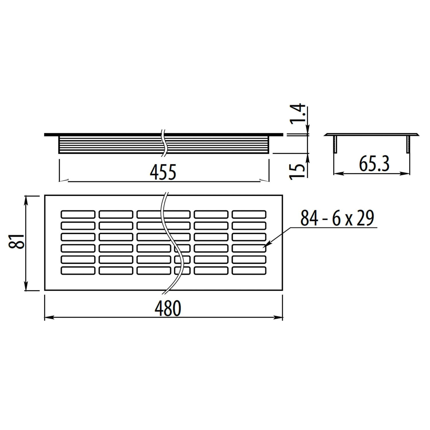 SOTECH Lüftungsgitter Lochblech 480 x 81 mm Edelstahloptik_3