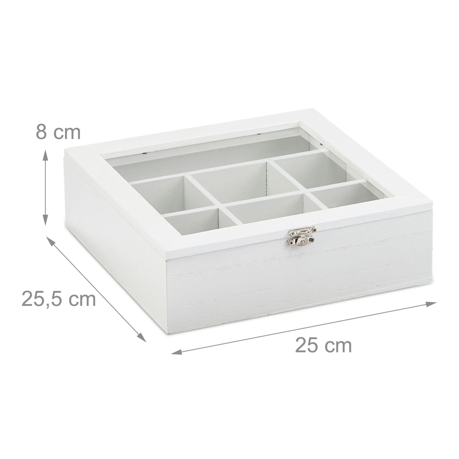 Relaxdays Teebox MDF Kunststoff Weiß 7 Fächer 8 cm x 25 cm x 25,5 cm 0,9 kg_4