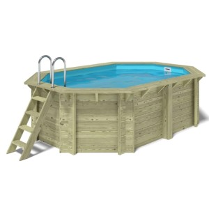 ALTANKA Holzpool Nemo 4,3x3 Höhe 1,18 m mit am Beton Verschraubten Stützen BAS7302OSPL