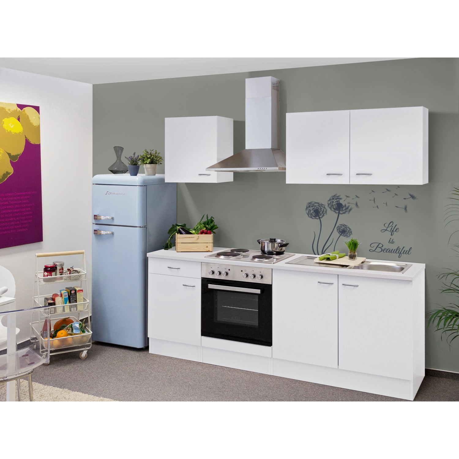 Flex-Well Classic Küchenzeile/Küchenblock Wito 210 cm Weiß