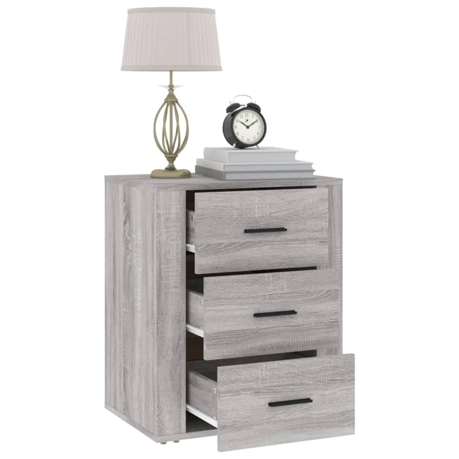 vidaXL Nachttisch Grau Sonoma mit 3 Schubladen, Holzwerkstoff, 50x36x60 cm.