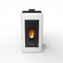 Freepoint Pelletofen Vega, Stahl weiß, 10,5 kW. Pelletofen mit Automatik und Flamme im Brennraum.
