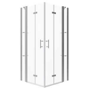 Aquabatos Badezimmer Falttür 6mm ESG Duschabtrennung NANO Duschkabine mit Festteilen und Duschablagen 95 x 110 x 197 cm