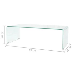 Transparenter vidaXL Couchtisch aus Hartglas, 98x45x30 cm, modernes Design für Wohnzimmer.