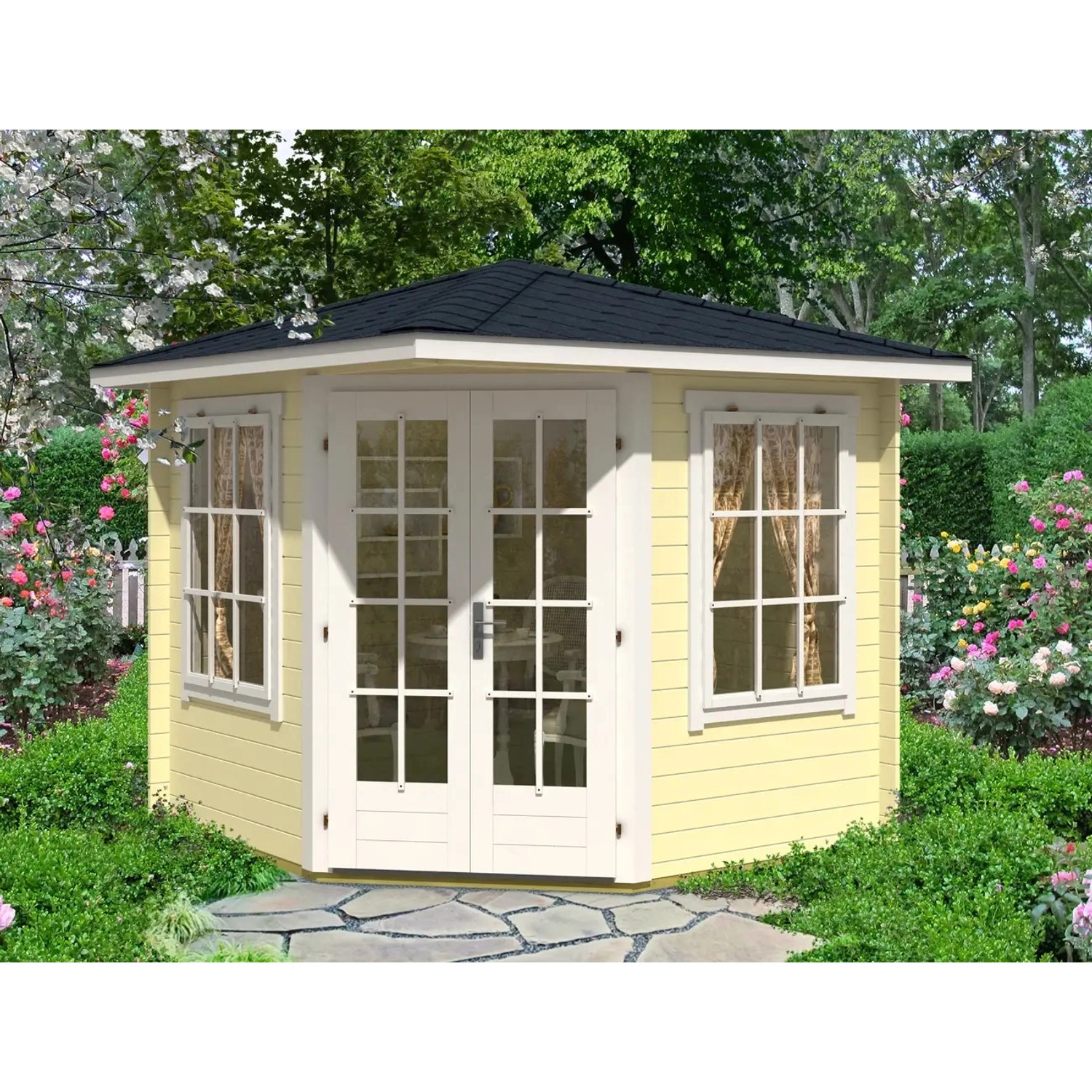 Alpholz Gartenhaus Sunny C Spitzdach Imprägniert 230 cm x 224 cm günstig online kaufen