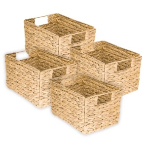 HMF 37242-S4 Aufbewahrungskorb Faltbarer Korb Wasserhyazinthe Seegras Größe M 32 x 23 x 20 cm