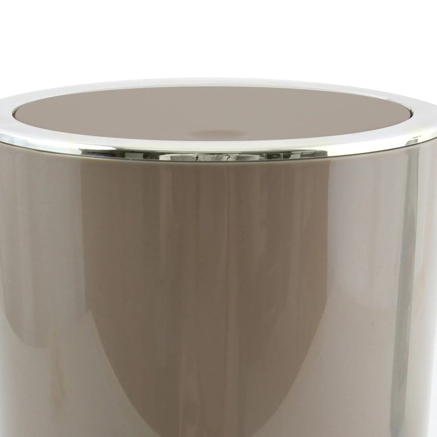 MSV Kosmetikeimer Kamaka, 6 l, Taupe, mit Schwingdeckel und glänzender Oberfläche.