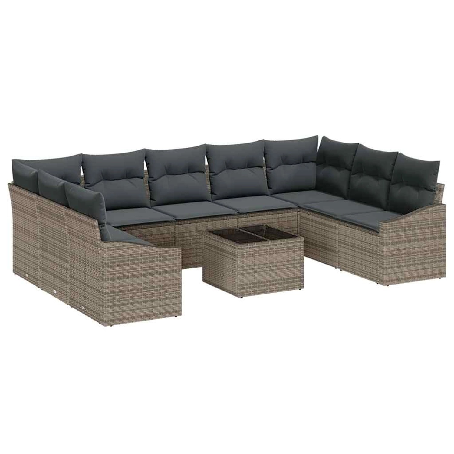 vidaXL Garten-Sofa-Set 10-Tlg Grau Poly Rattan 3346889 günstig online kaufen