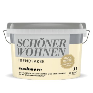 Eimer Schöner Wohnen Trendfarbe Cashmere, matte Wandfarbe für Innenräume, 1 Liter.