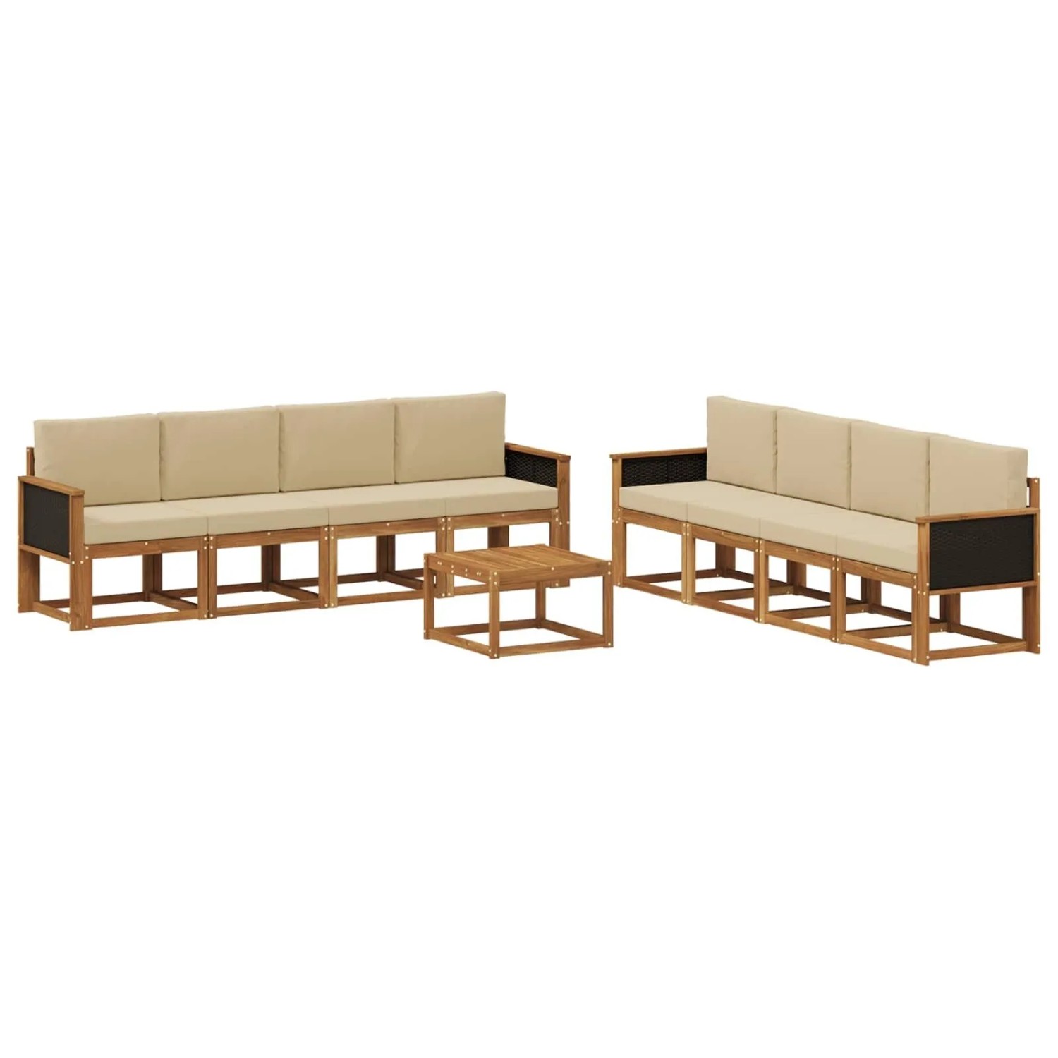 vidaXL Outdoor-Sofagarnitur mit Kissen 7 Stk Natur 3385084