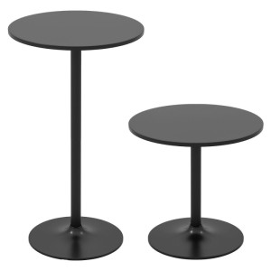 Costway 2er Set Stehtische, schwarz, höhenverstellbar als Bartisch oder Couchtisch.