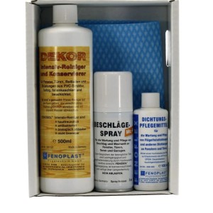 Fenoplast Fenosol Pflege-Set Maxi für farbige PVC-Profile: Reiniger, Dichtungspflege und Beschlägeöl im Set.