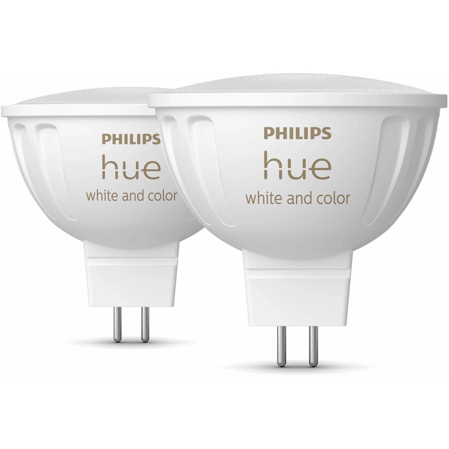 Zwei Philips Hue LED MR16 Lampen, White & Color Ambiance, 2er-Pack. Smarte GU5.3 LED Lampen.