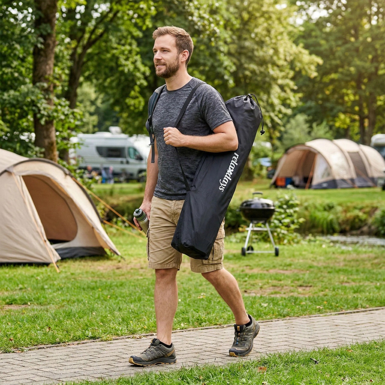 Relaxdays Campingstuhl Stahl Grau Faltbar 108 cm x 86 cm x 61 cm_3