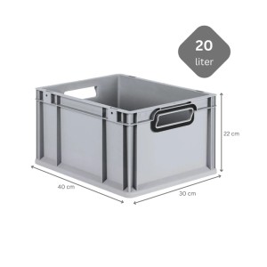 PROREGAL Eurobox Nextgen Color HxBxT 22x30x40cm 20 Liter Griffe Schwarz Offen Grau Eurobehälter Transportbox Transportbehälter