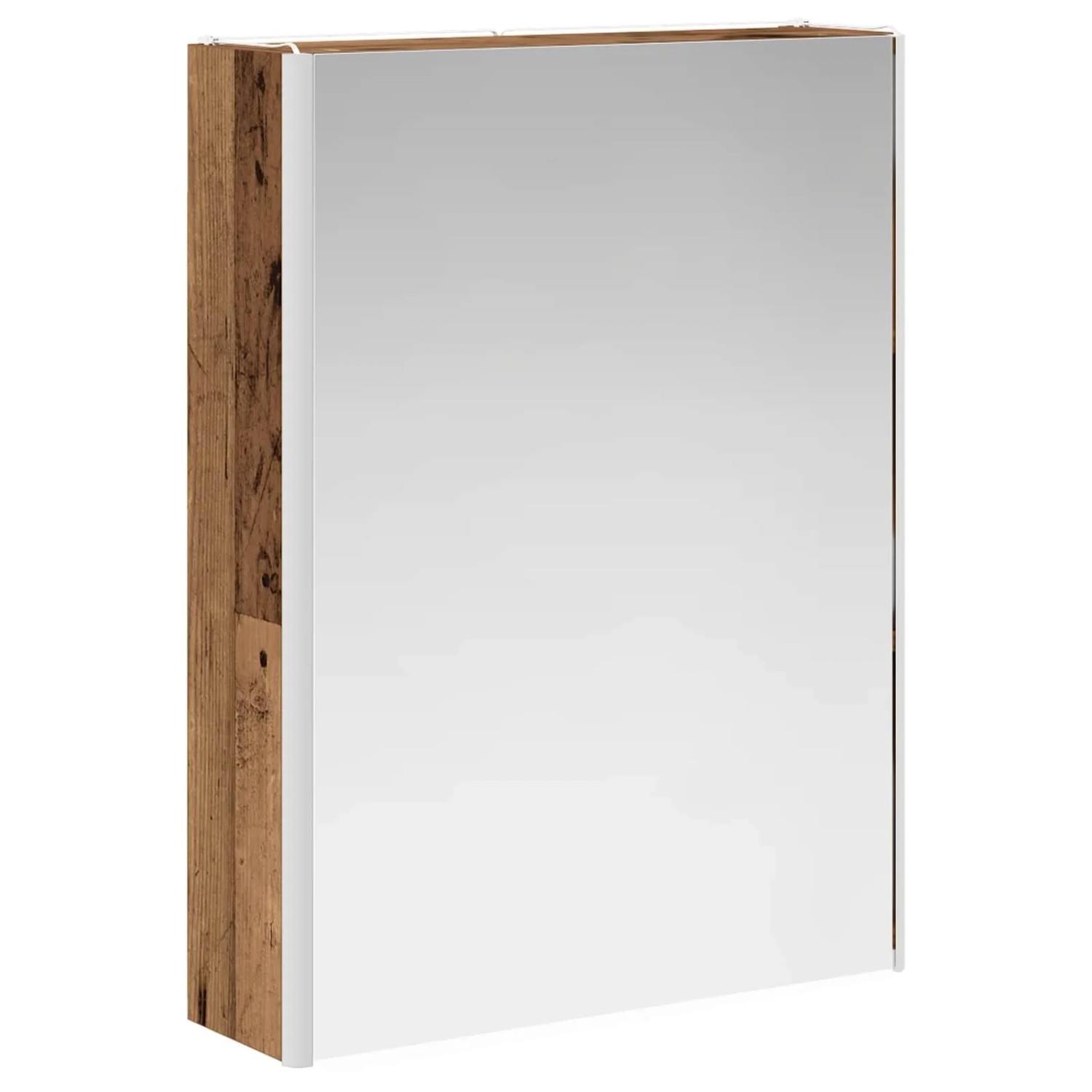 vidaXL Spiegelschrank mit Altholz-Optik, Spiegel und LED-Beleuchtung, Teil eines Badmöbel-Sets.