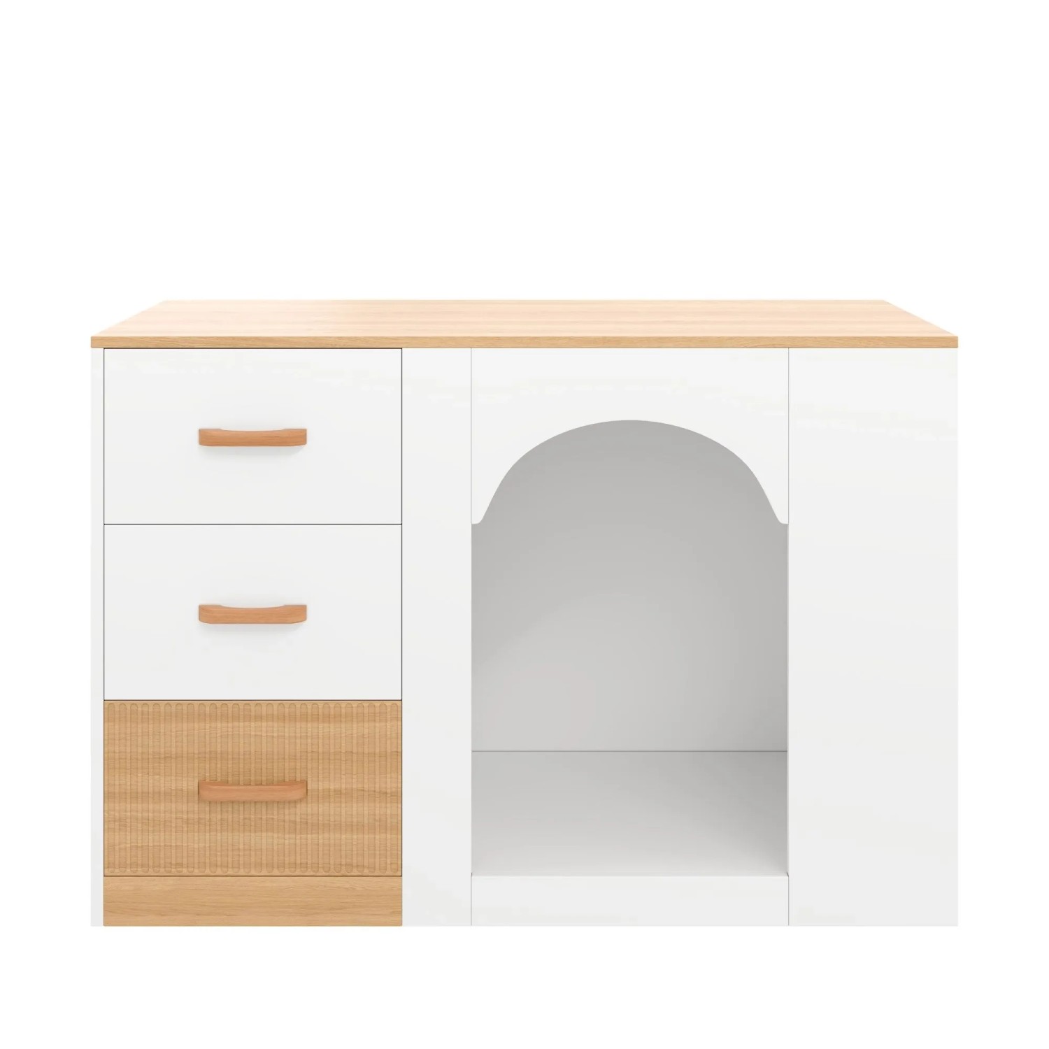 Merax Kücheninsel mit 3 Schubladen  Seitenschrank  Stauraum  Holzoptik  120x60x90cm