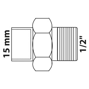 Kirchhoff Verschraubung, 15 mm x 21 mm (1/2 AG), konisch dichtend, Muffe, blank.