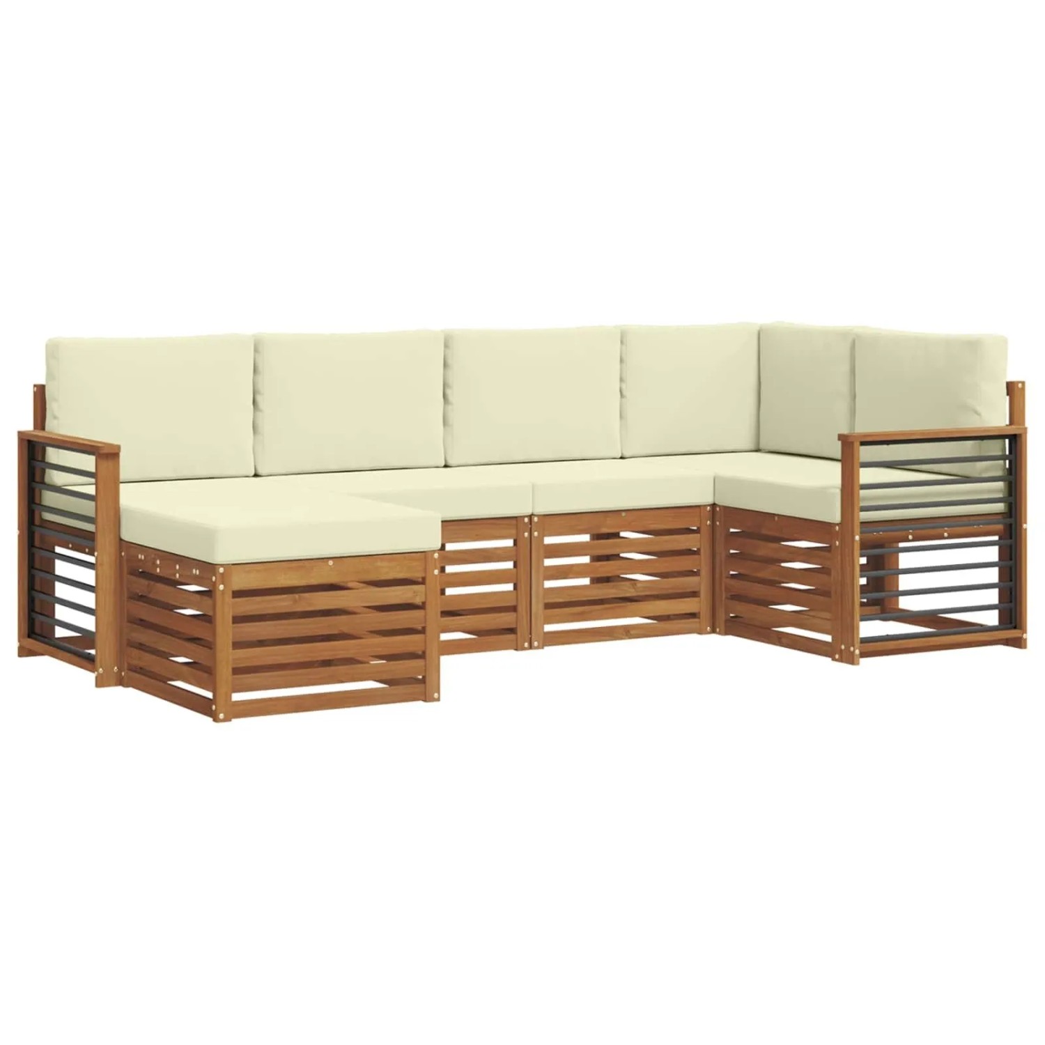 vidaXL Sofagarnituren 6 Tlg Natur und Creme Massivholz Akazie 3375100