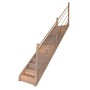 Gerade Holztreppe Mykonos Pro Eiche mit Setzstufen und Holz-Design-Geländer rechts.