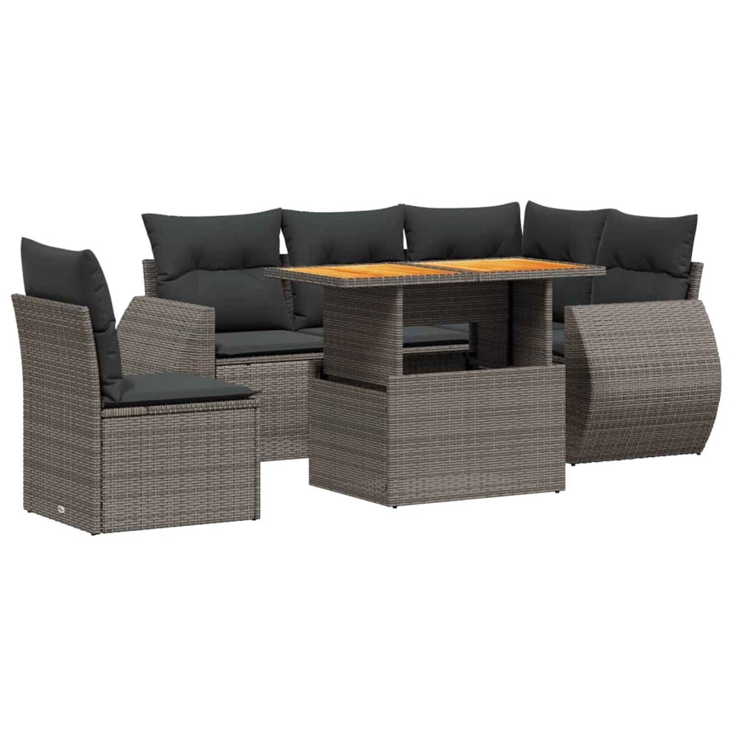 vidaXL 6-Tlg Garten-Sofagarnitur mit Kissen Grau Poly Rattan 3272201 günstig online kaufen