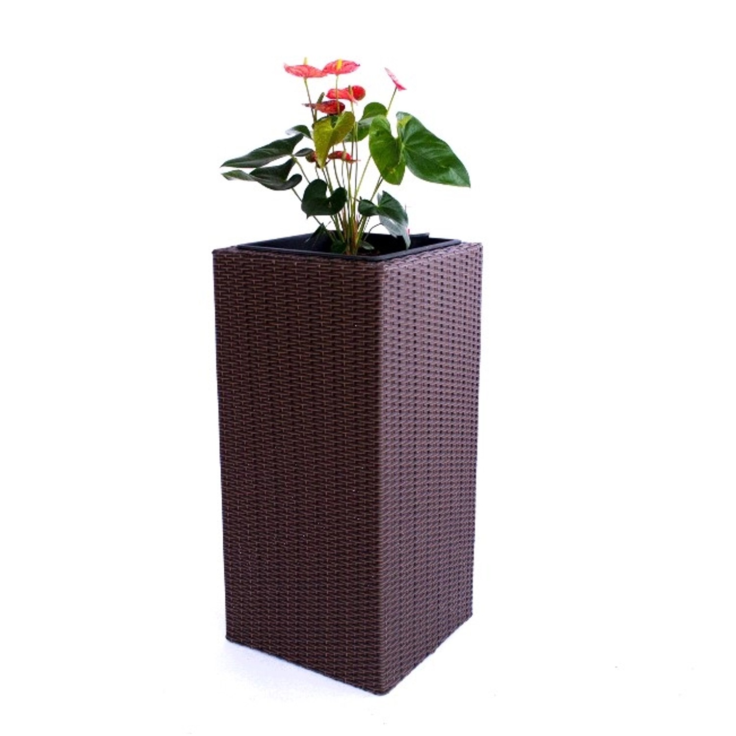 Elegant Einrichten Pflanzkübel Polyrattan Säule 40x40x84cm Braun günstig online kaufen