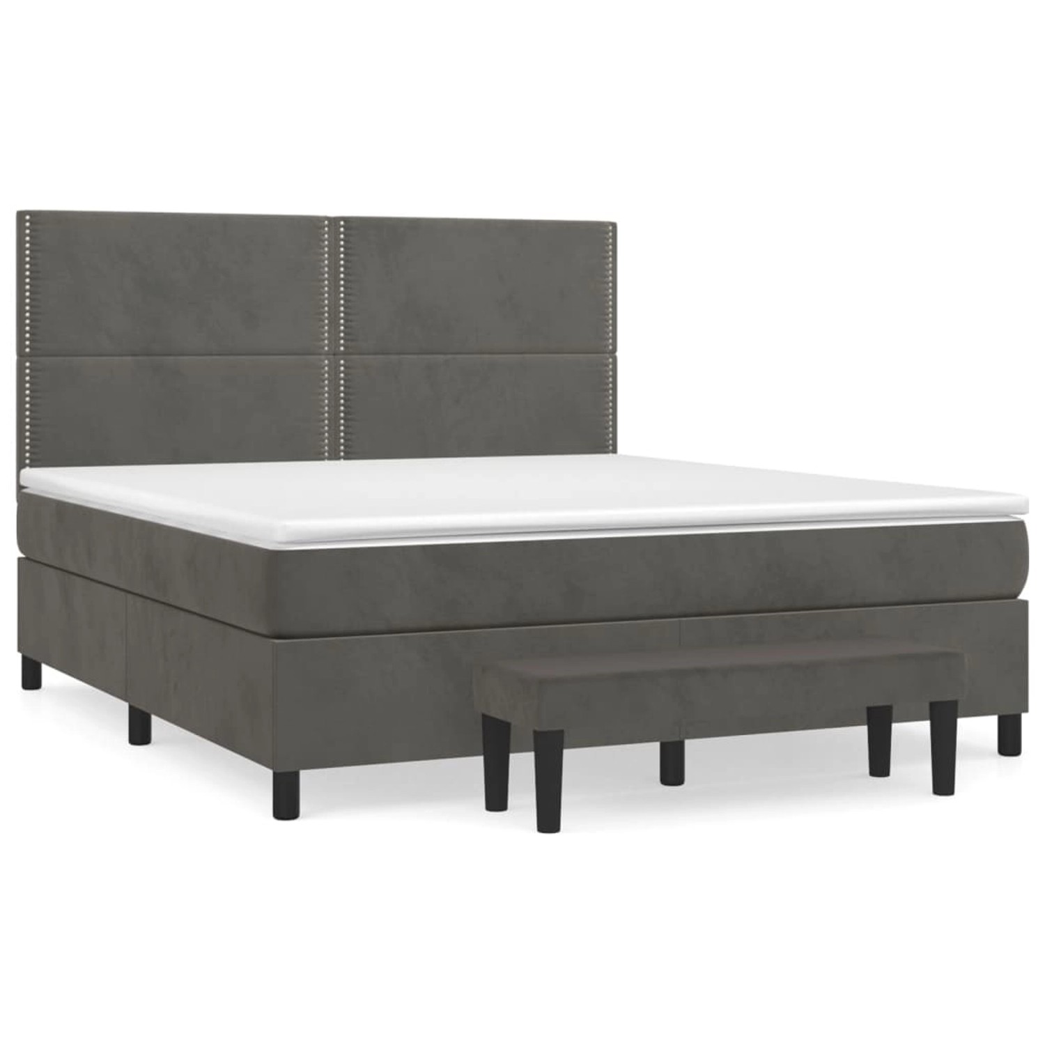 vidaXL Boxspringbett Boxspringbett mit Matratze Dunkelgrau 160x200 cm Samt günstig online kaufen