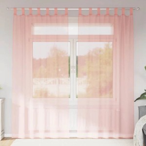 vidaXL Voile Vorhänge mit Stangentaschen 2 Stk Rosa 4102199