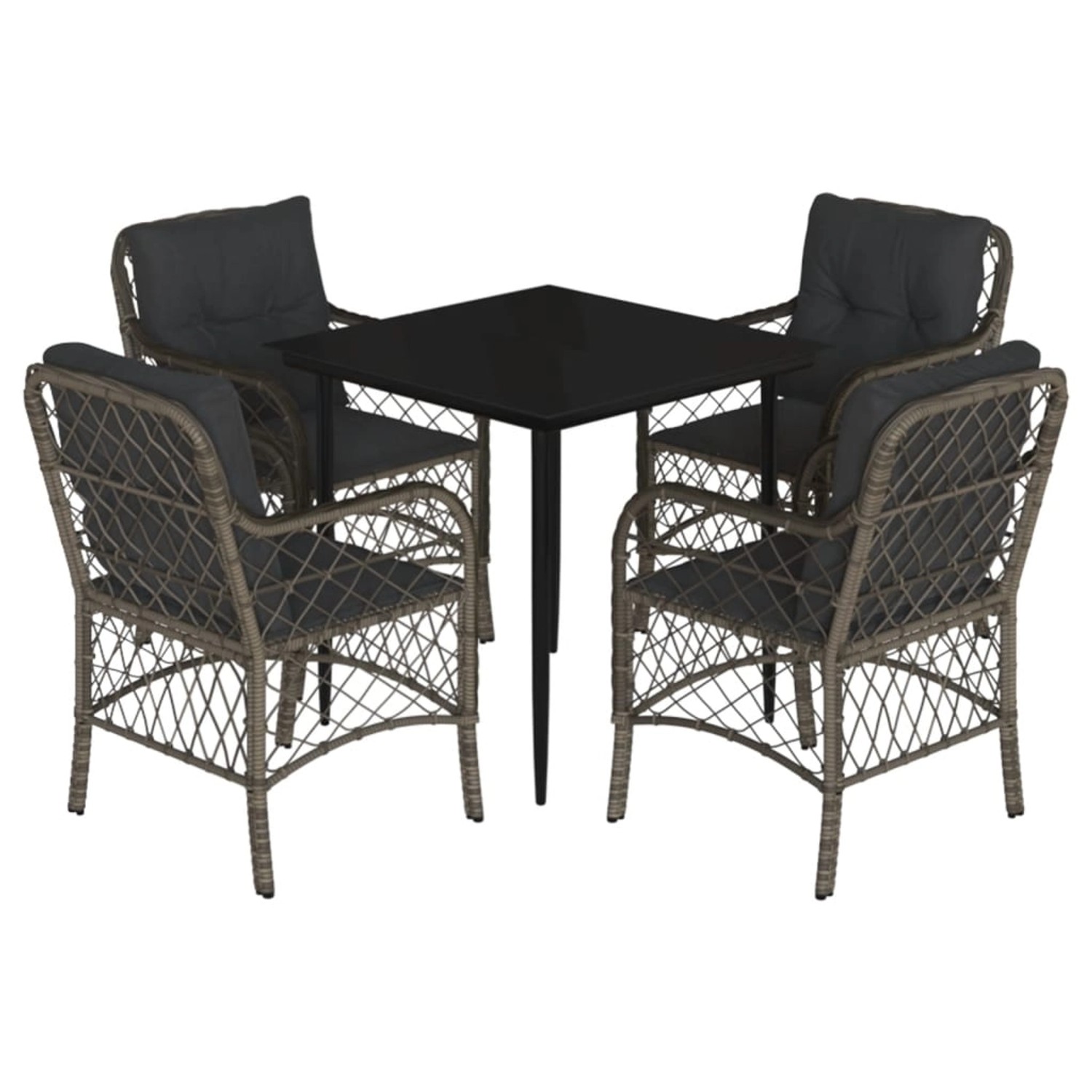 vidaXL 5-Tlg Garten-Essgruppe mit Kissen Grau Poly Rattan 3212125 günstig online kaufen