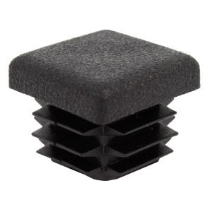 Schwarzer Verschlussstopfen für Vierkantrohre, Ø 20 mm, mit Lamellen.