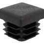 Schwarzer Verschlussstopfen für Vierkantrohre, Ø 20 mm, mit Lamellen.